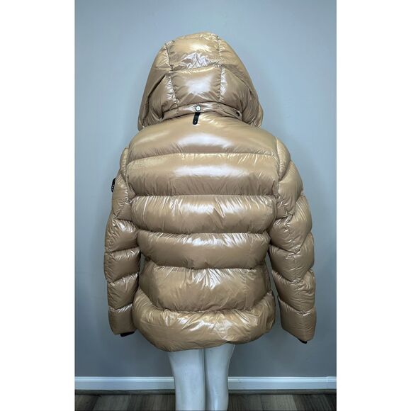 MADALYN lustrous light down jacket with hood for ladies in Camel Size XL $950 - Picture 8 of 12